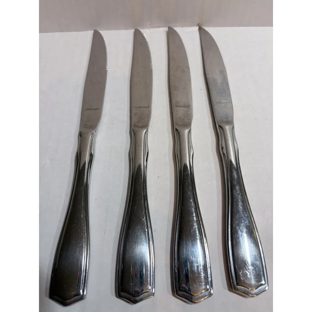 Oneida Stainless Steel Serrated Steak Knives Set of 4 Silver 4.5 in Blade